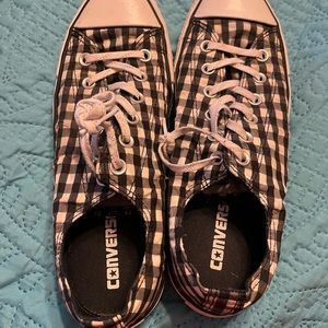 Gently worn black and white checked Converse low top